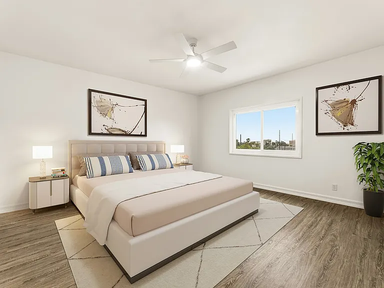Staged primary bedroom