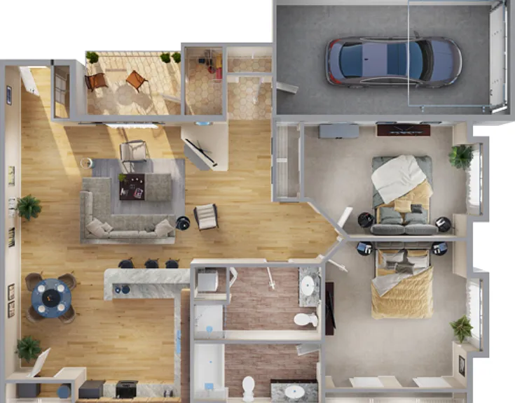 Two-Bedroom Townhome A Floorplan Diagram