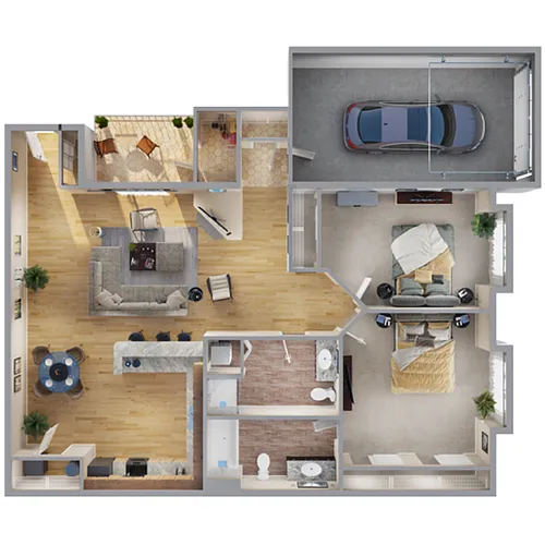 Floor plan Two-Bedroom Townhome A