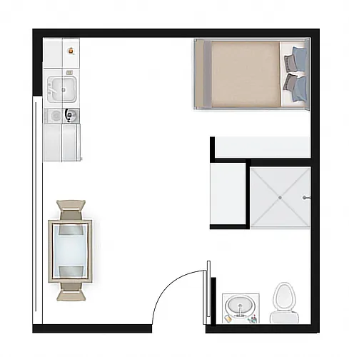 Floor plan Studio 1.2 (Furnished)