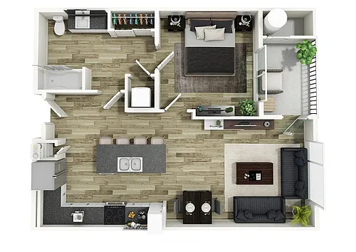 Floor plan 1 Bedroom, 1 Bathroom