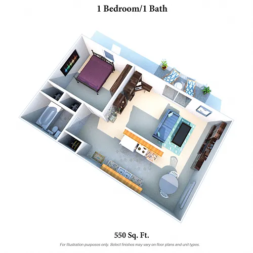 Floor plan 1 Bedroom 1 Bath