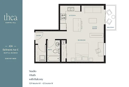 Floor plan Studio 529 sqft