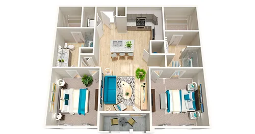 Floor plan B1 1086sf 2/2