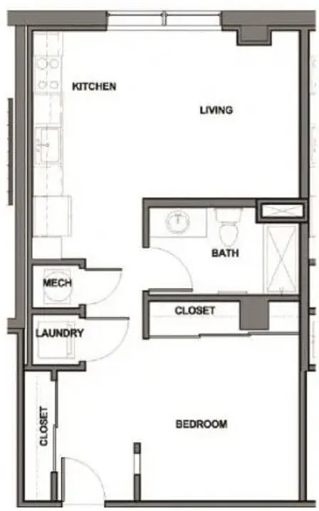 Floor plan Open 1 Bedroom
