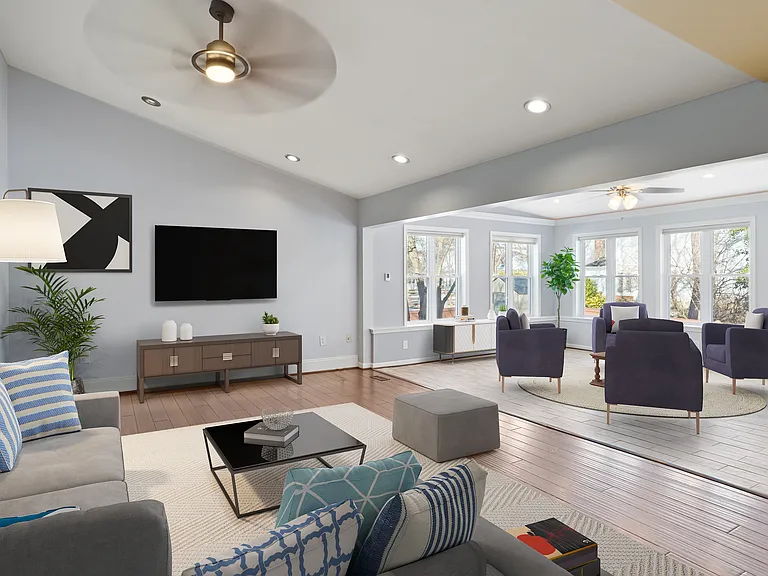 Family room to Sunroom- AI Staged