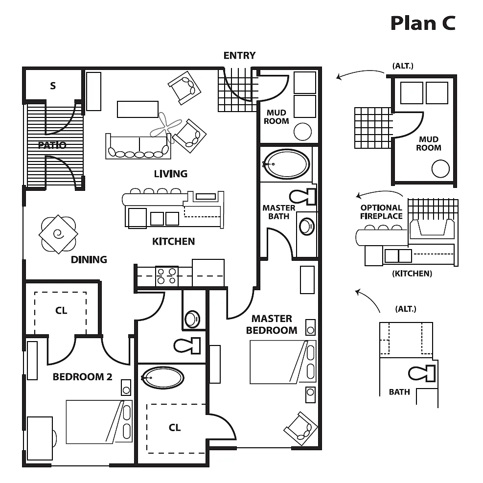Floor plan 2 Bedroom, 2 Bath