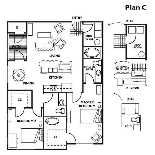 Floor plan 2 Bedroom, 2 Bath