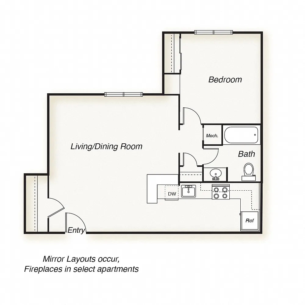 Floor plan 1 Bed 1 Bath