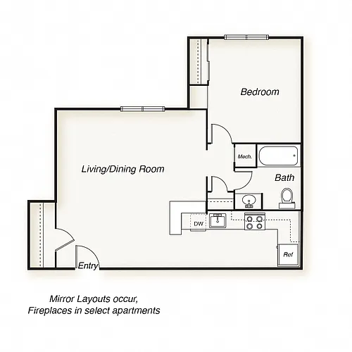 Floor plan 1 Bed 1 Bath