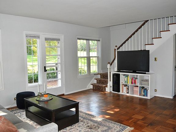 Bright living room with door to patio