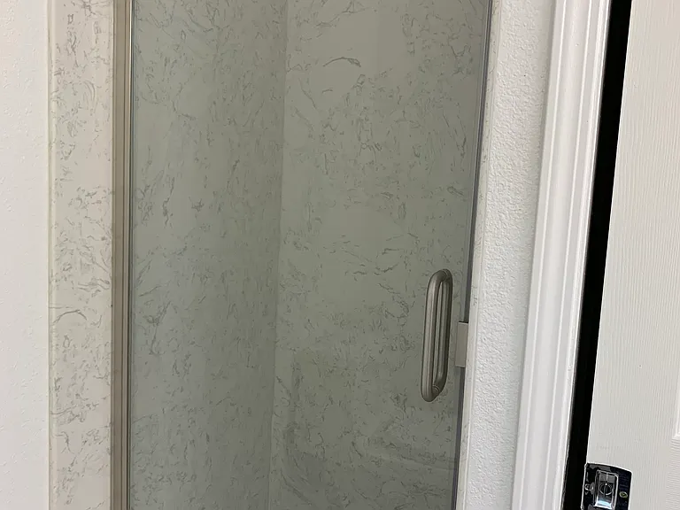 Walk-in shower in the primary bathroom