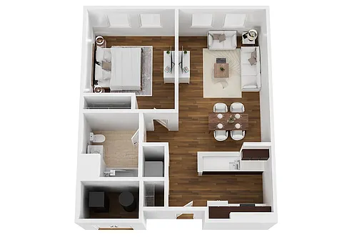 Floor plan 1 Bed, 1 Bath