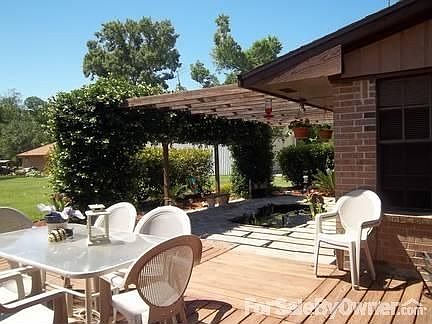 Patio View : Deck Patio and Flagstone Patio around Water Garden