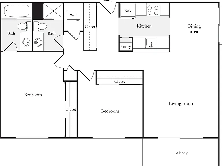 B2 - 2x2 Floor Plan B2 - 2x2 Floor Plan