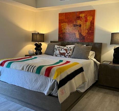 An outstanding bed with great lighting. Not pictured - an antique desk for computing or gaming