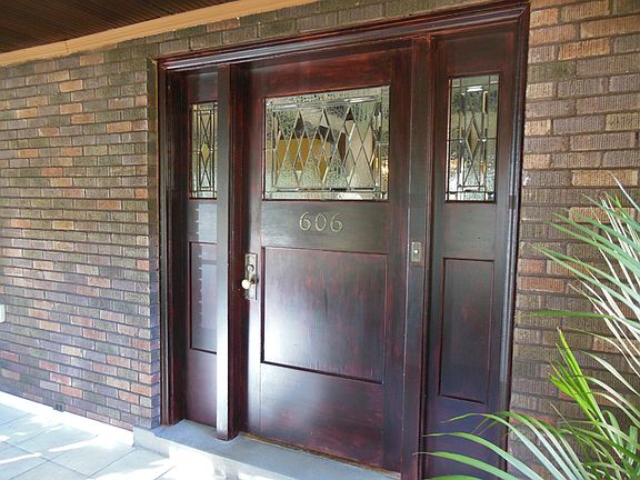 Front door with leaded glass