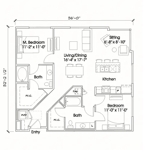 Floor plan B4 Two Bed 2 Bath