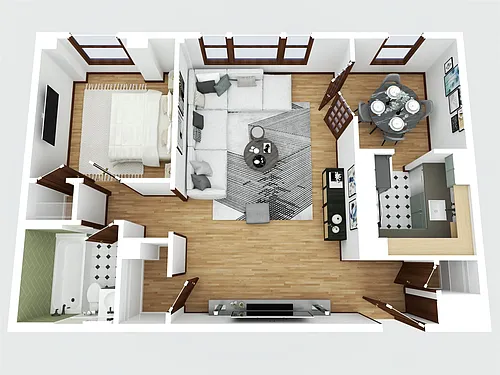 Floor plan One Bedroom Large