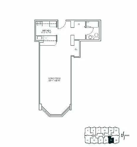 Floor plan RIVERSIDE - Studio One Bathroom