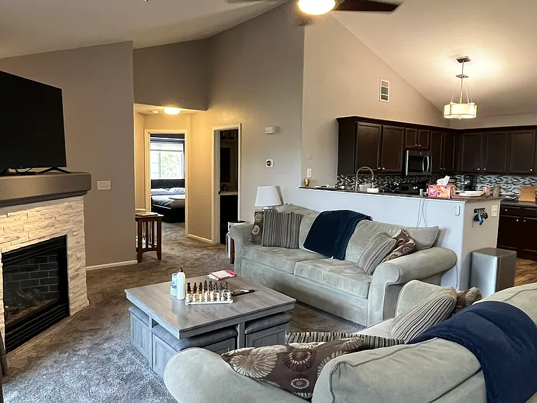 Open living room, kitchen and dining