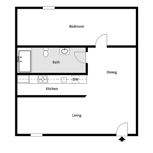 Floor plan 1 bedroom 1 bathroom