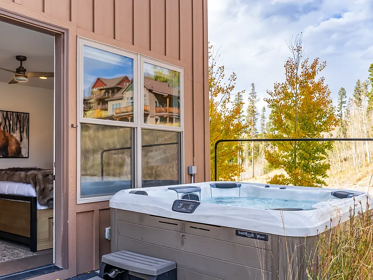 Private Bullfrog spa just outside the primary suite _ the perfect place to soak under the stars and take in the serene mountain setting.
