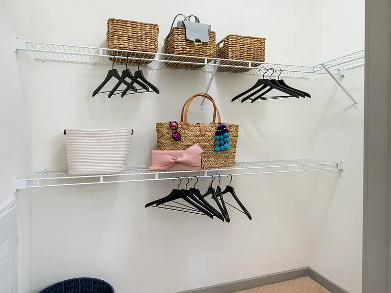 Walk-in closet with built-in shelving