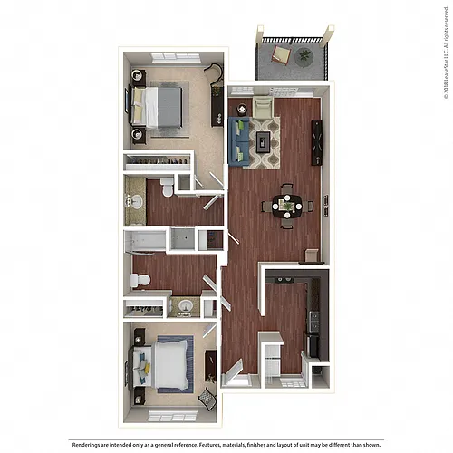 Floor plan 2BR/2BA D