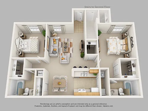 Floor plan Two Bedroom Two Bath (b)