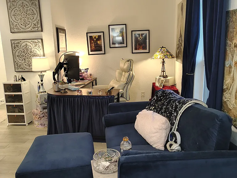 View of one of the 4 identical bedrooms each with a full bathroom. Perfect for extended families. This room was used as a private office.