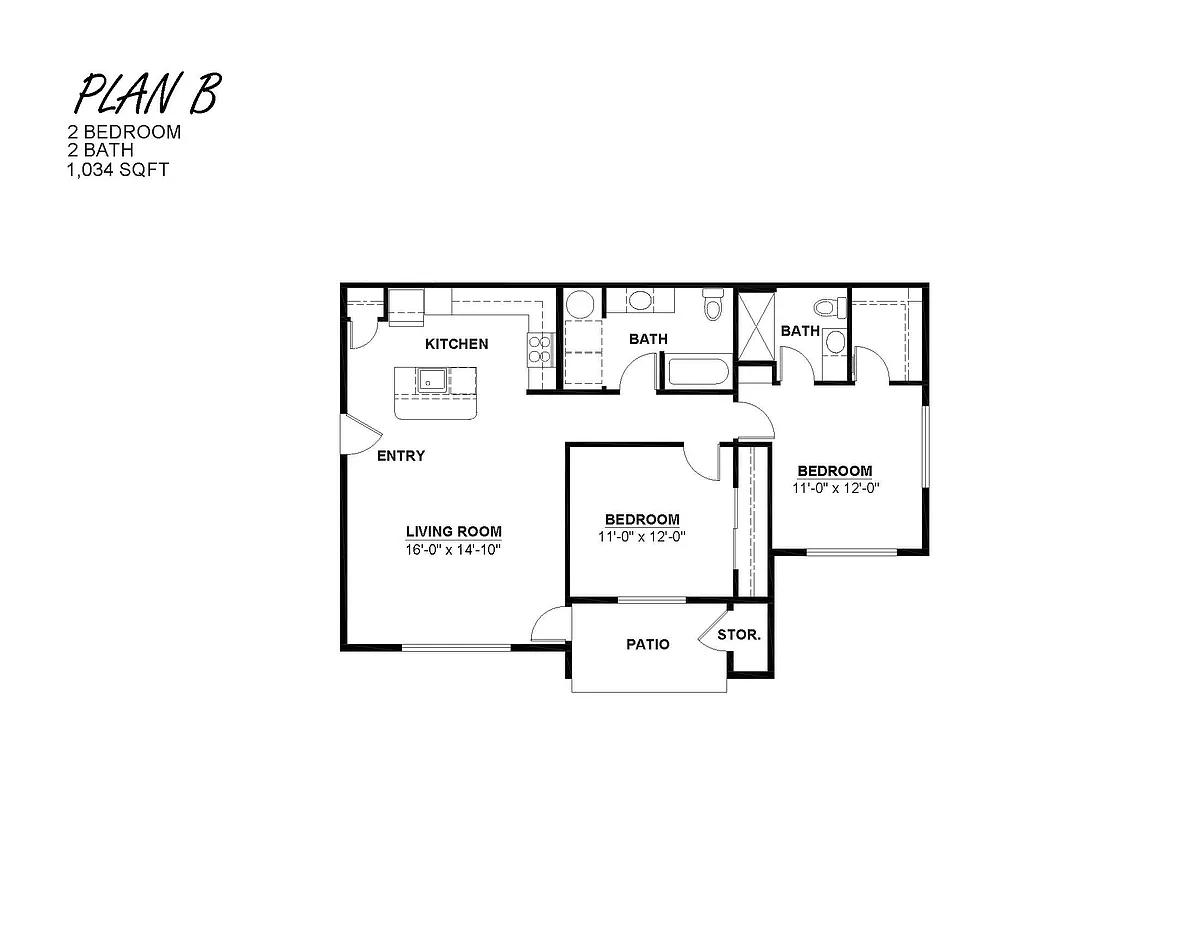 Floor plan 2 bedroom 2 bath