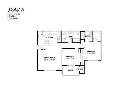Floor plan 2 bedroom 2 bath