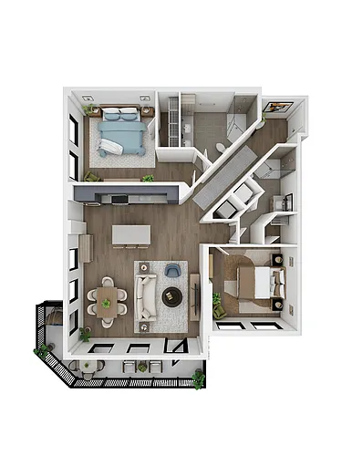Floor plan 2 Bed/2 Bath-B3