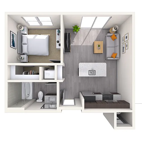 Floor plan Traditional 1x1 545-567 SF