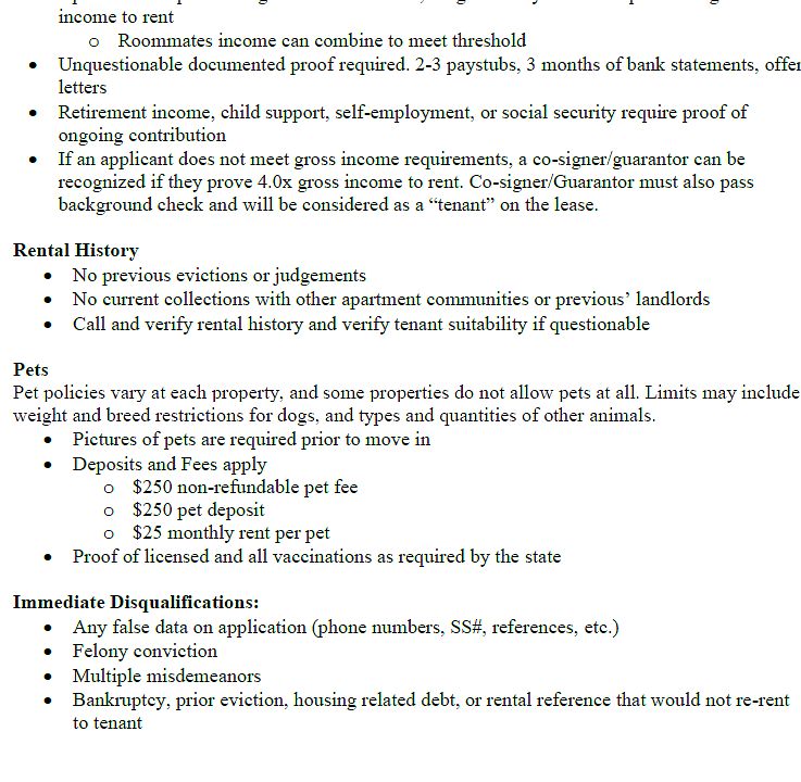 Application Criteria