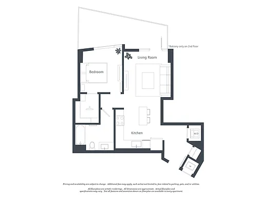 Floor plan 1 Bed - 1 Bath | a02