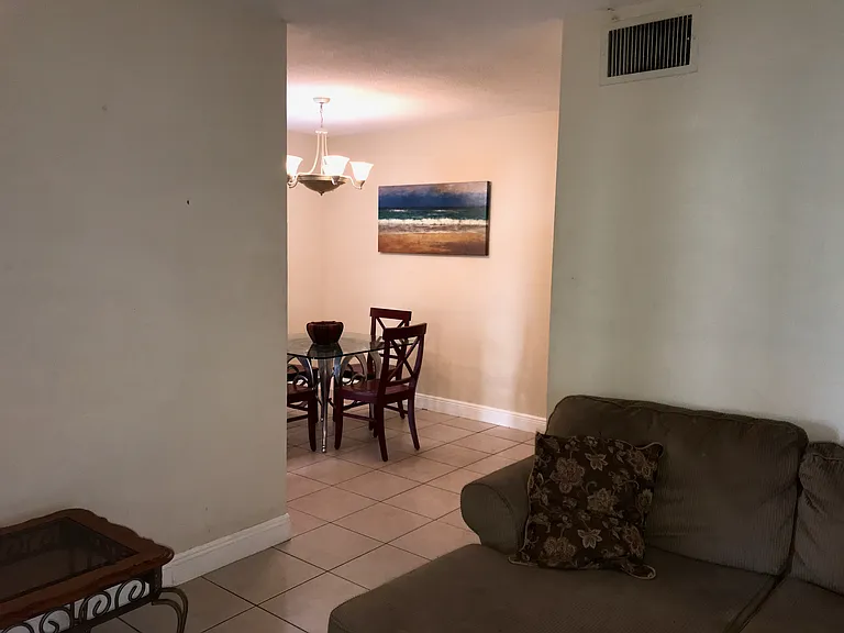 view from living room into dining room