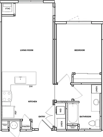 One bedroom, one bath floor plan One bedroom, one bath floor plan