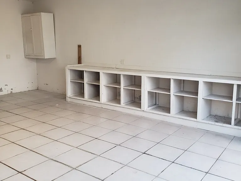 garage shelving and workspace counter