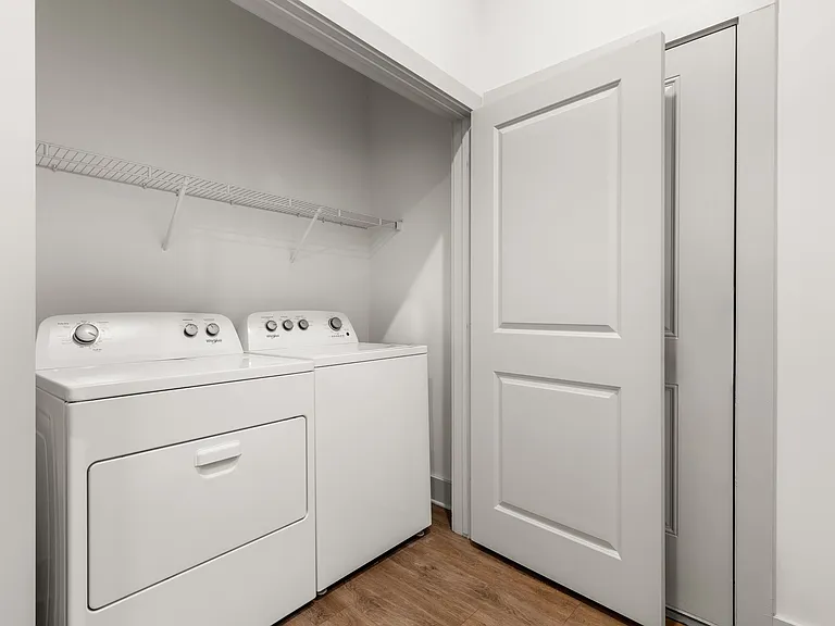 Simplify your routine with a washer and dryer inside your home.