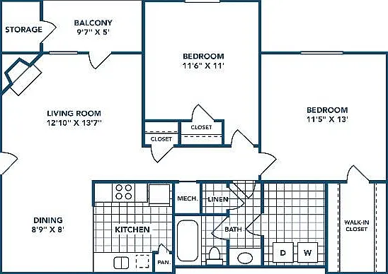 2 Bedroom | 1 Bath | 843 SF 2 Bedroom | 1 Bath | 843 SF