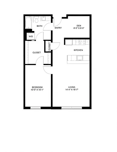 Floor plan One Bedroom Den C1