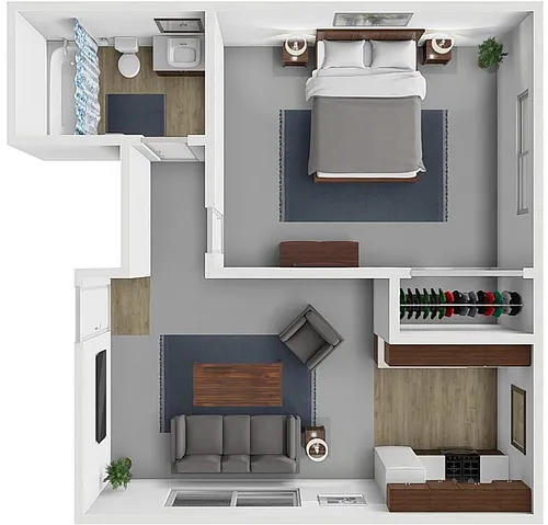 Floor plan 1 bed 1 bath