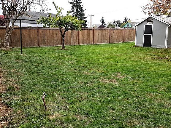 Large yard with shed