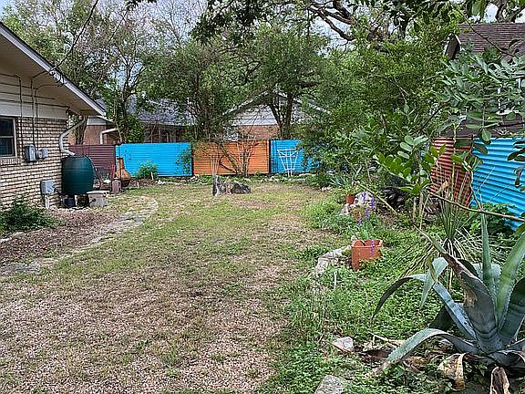 Fenced yard, native plants
