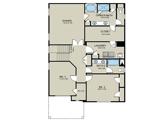 Hudson - Rendering Second Floor Ernest Homes