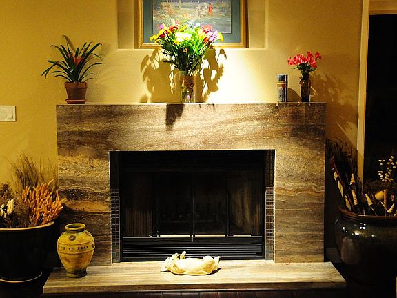 custom granite fireplace