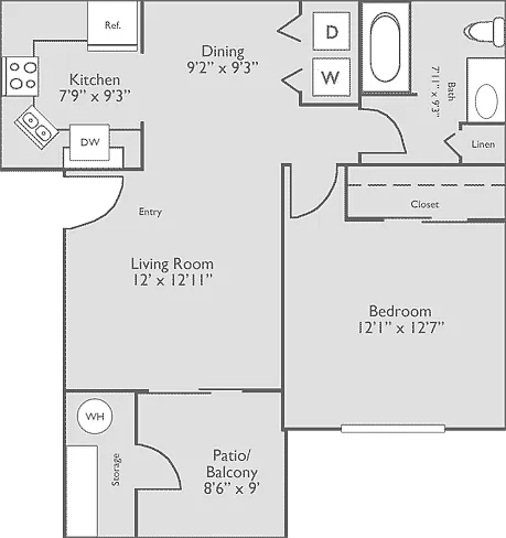 1 Bed, 1 Bath (60% Income Restricted) 1 Bed, 1 Bath (60% Income Restricted)