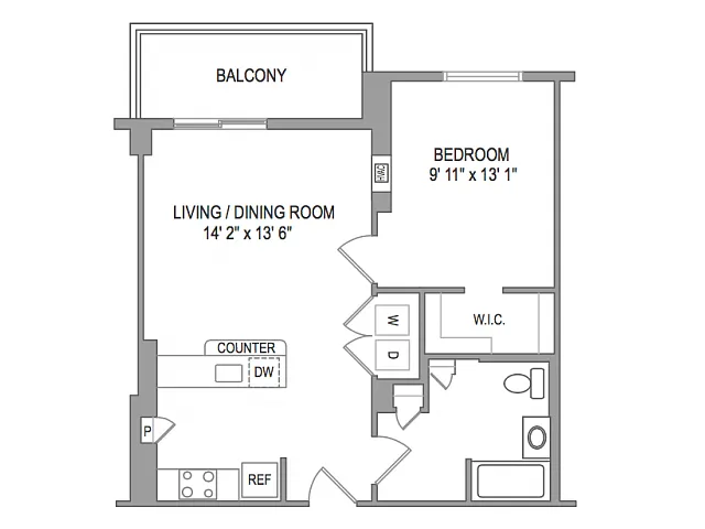 Floor plan 1x1 HANDICAP ACCESSIBLE